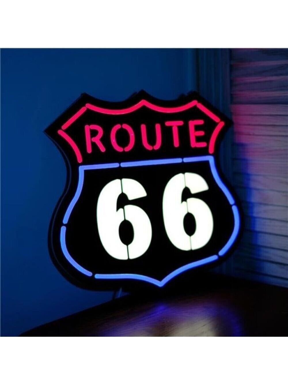 Route 66 LED Neon Sign Art Wall Light Garage Shop Car Mechanix Gear Head Bar NEW